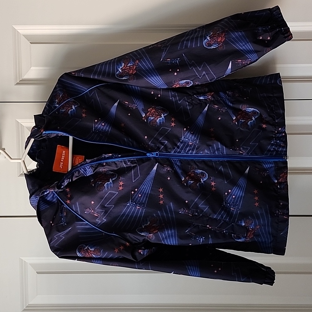 Joe Fresh Blue Hooded, Nilon Sport Jacket for Kids, L (10-12)